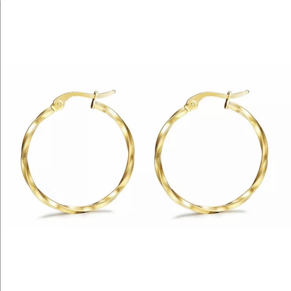 Hypoallergenic Stainless Steel Rope Hoop Earrings NEW - Picture 3 of 5